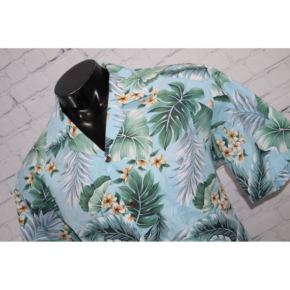 VTG Aloha Republic Hawaiian Shirt Mens XL Floral Tropical Leaf Hawaii Made USA